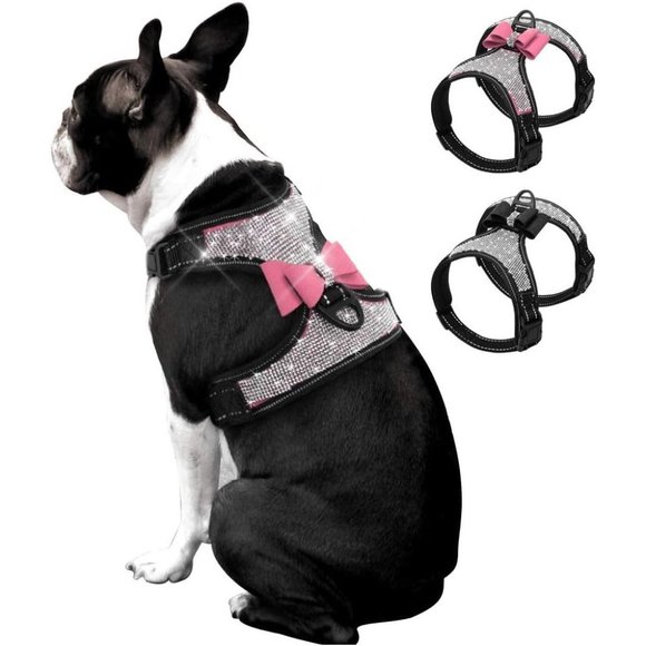 NEW Sparkling Bling Swarovski Crystal Rhinestone Pet Dog Fleece Harness … - Picture 2 of 13